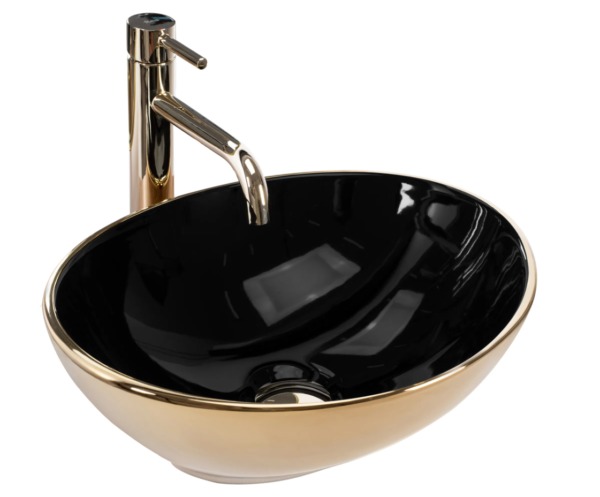 Умывальник (раковина) REA SOFIA BLACK GOLD черный накладной золотой глянец