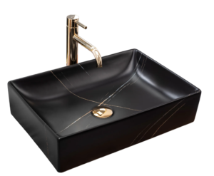 Умывальник REA INGA BLACK MARBLE MAT накладной черный матовый