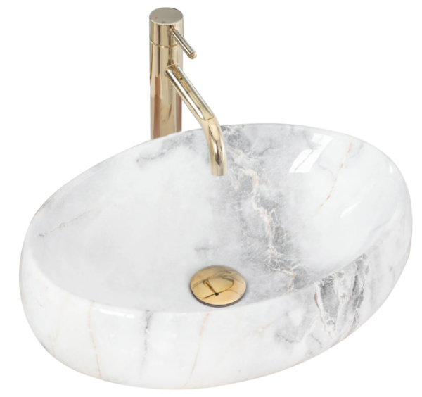 Умывальник REA LINDA GRANIT накладной белый гранит