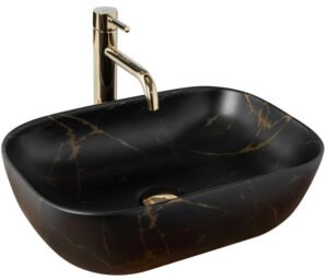 Умивальник REA BELINDA BLACK MARBLE MAT накладний чорний матовий