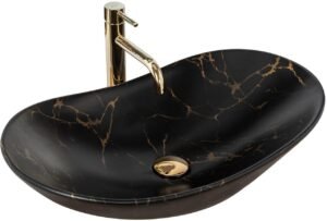 Умивальник REA ROYAL 60 MARBLE BLACK MATT накладний чорний